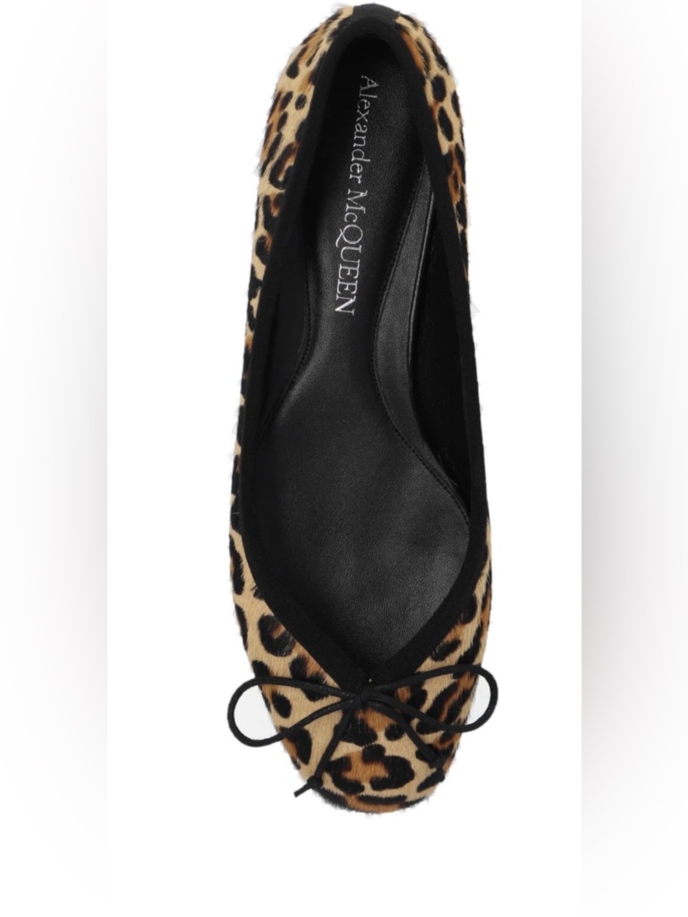 Alexander McQueen Leopard-Print Ballet Flat with Black Trim